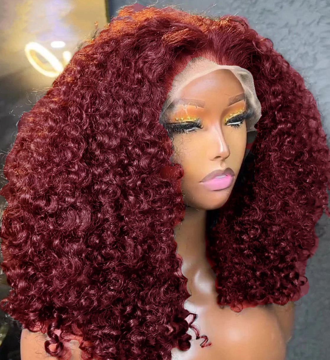 Raw Red Kinky Curly Wig
