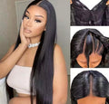 Natural V-part Virgin Wig